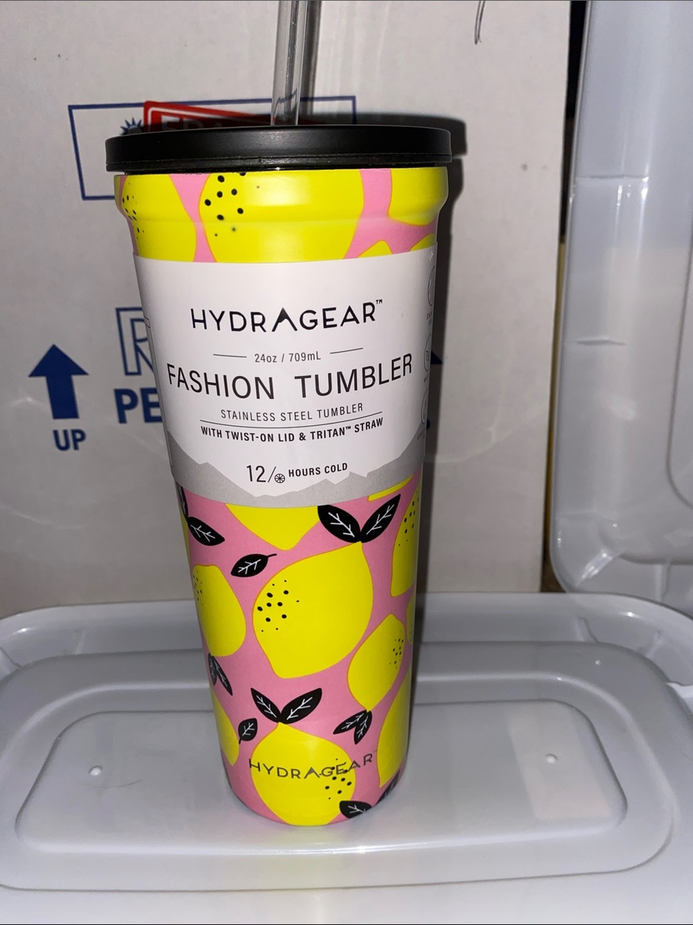 Hydragear Fashion Tumbler - Pink & Yellow Lemon Print